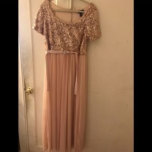 Beautiful Belted Sequined Chiffon Gown